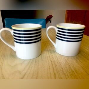 Kate Spade Dalton Street mug set black strip with yellow